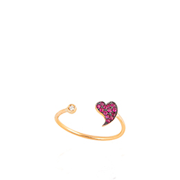 Gold Ring: Love Shape with White Diamonds