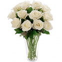 Flowers: 12 White Roses in a Vase (White Wishes)