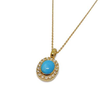 Gold Pendant: Oriental Turquoise and Diamonds