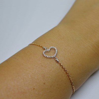 Gold Bracelet: Heart in Diamonds