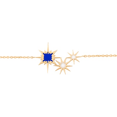 Gold Bracelet: Sparkle with Blue and White Enamel