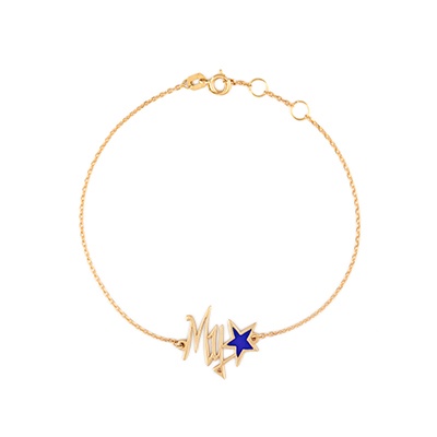 Gold Bracelet: My Star Shape, Blue Enamel