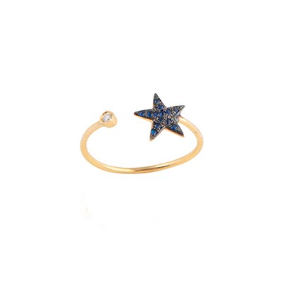 Gold Ring: Star Shape with White Diamonds