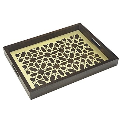 Tray: Moucharabieh Wood Brass and Glass, Homeware