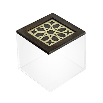 Square Box: Moucharabieh, Wood, Brass, Plexiglas