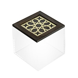Square Box: Moucharabieh, Wood, Brass, Plexiglas