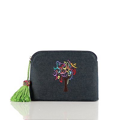Pouch: Tree of Life, Jeans, Blue