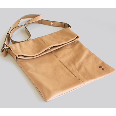 Bag: Crossbody, Flat Camel Color