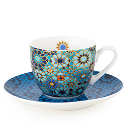  Coffee Cups and Saucers, Moucharabieh Blue