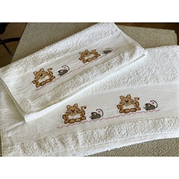 Baby Embroidered  Towels, White