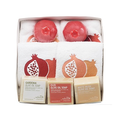 Soaps and Embroidered Towels, Pomegranate